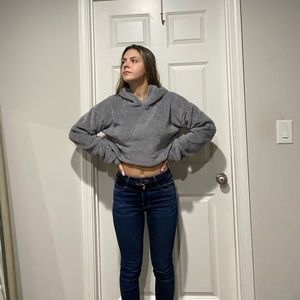 SM cropped furry hoodie